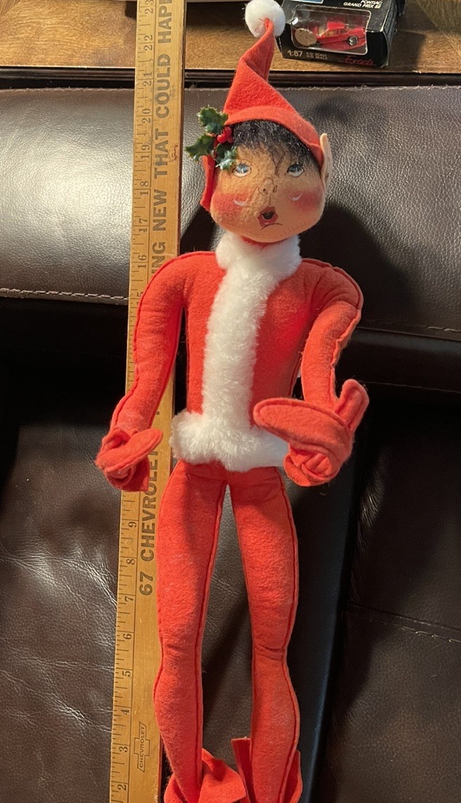 1995 Annalee Red Christmas Elf Doll 18” unique facial expression 1995 Annalee Red Christmas Elf Doll 18” unique facial expression