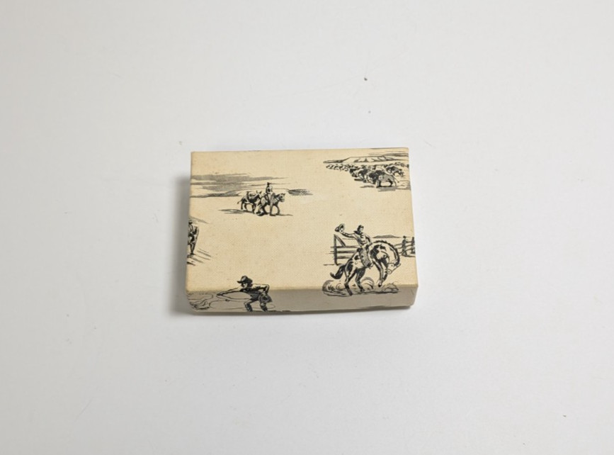 Vintage 1950s Western Cowboys Horses Motif Black and Cream Cardboard Box 4