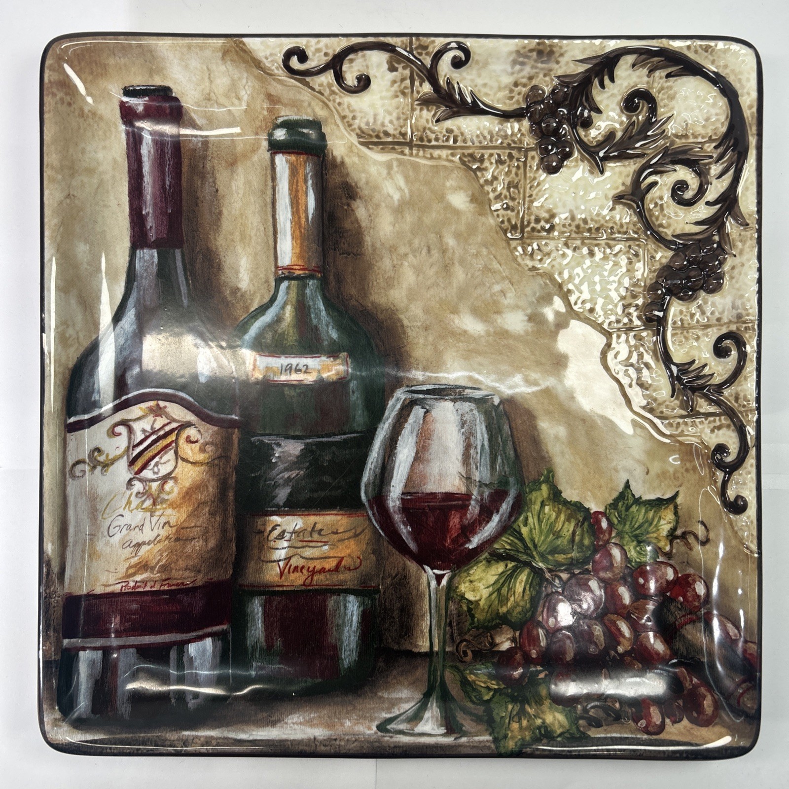 Certified International Tuscan View Dinner Plate 11”x11” Wine Themed