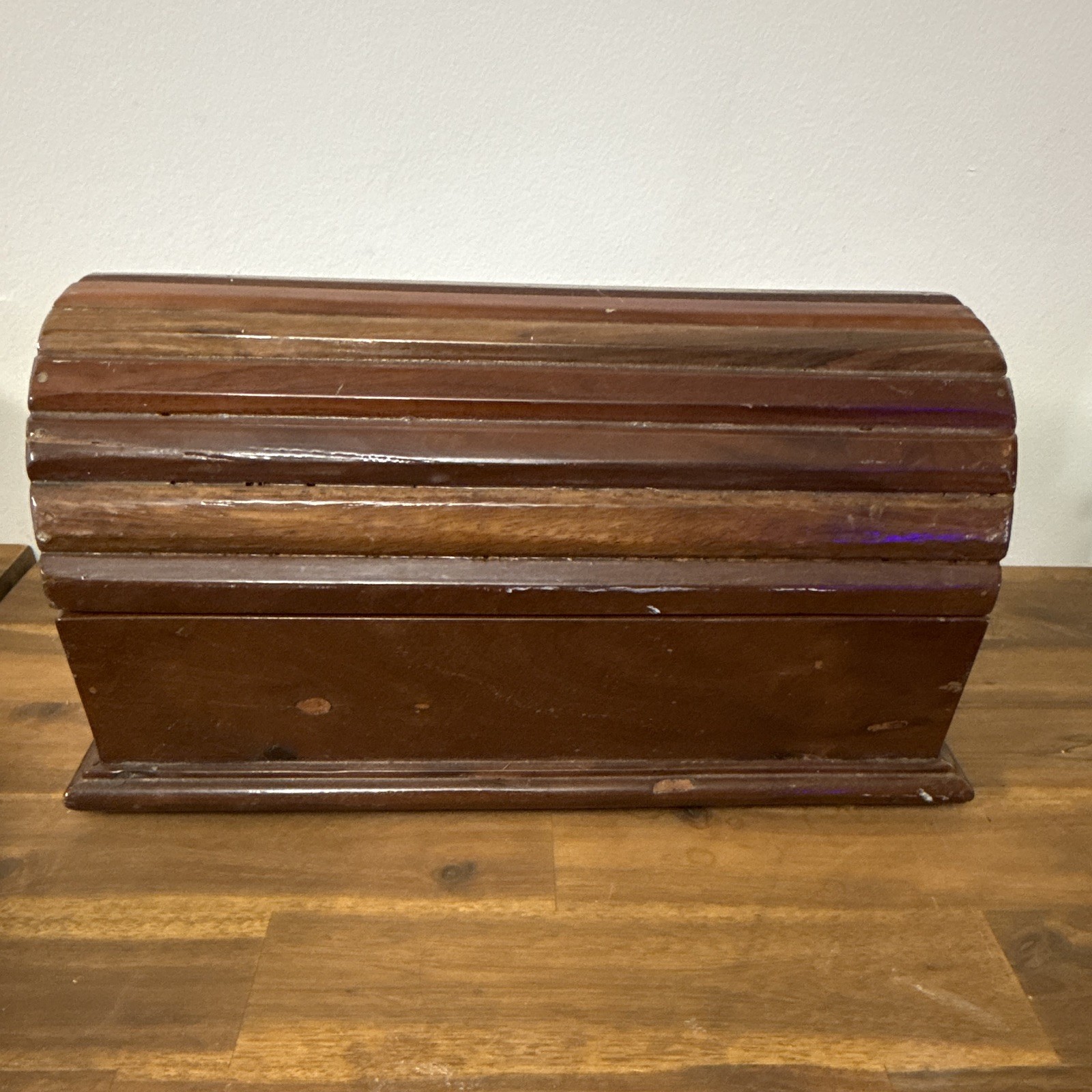 Vintage Wooden Slat Top Treasure Chest Box Memory Trunk Bread Box Style 13.5\ Vintage Wooden Slat Top Treasure Chest Box Memory Trunk Bread Box Style 13.5\