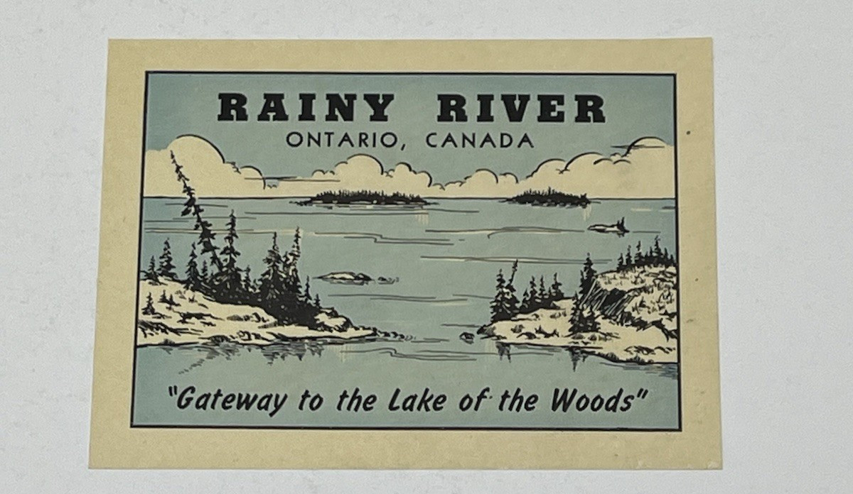 Vintage Rainy River Ontario Canada Lake of the Woods Travel Souvenir Label Decal Vintage Rainy River Ontario Canada Lake of the Woods Travel Souvenir Label Decal