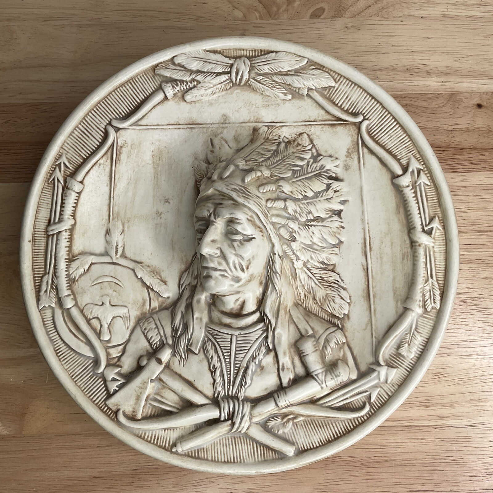 Native American Chief Sleepy Eye Relief Plate Plaque Men’ Bas-relief Wall Decor Native American Chief Sleepy Eye Relief Plate Plaque Men’ Bas-relief Wall Decor