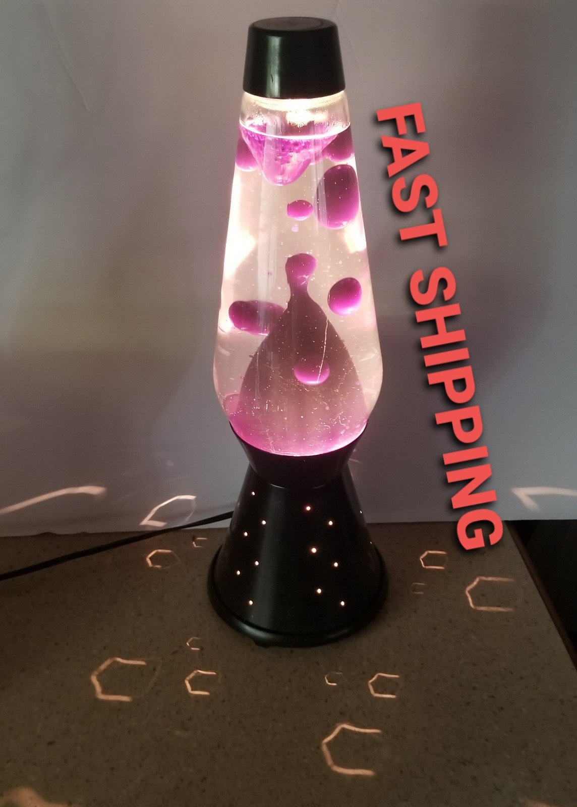 Working Vtg 1970s LAVA LITE, LAVA LAMP Starlight Base 17 Inch Black Purple Retro