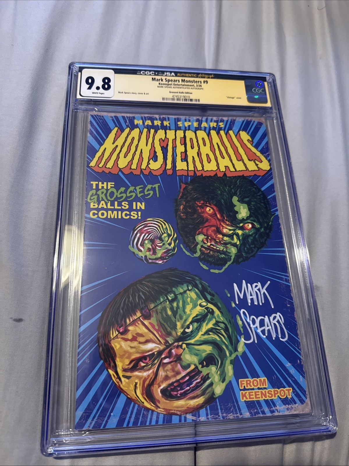 Mark Spears Monsters #9 CGC 9.8 JSA Signed Spears Grossest Balls Madballs Ltd 40 Mark Spears Monsters #9 CGC 9.8 JSA Signed Spears Grossest Balls Madballs Ltd 40