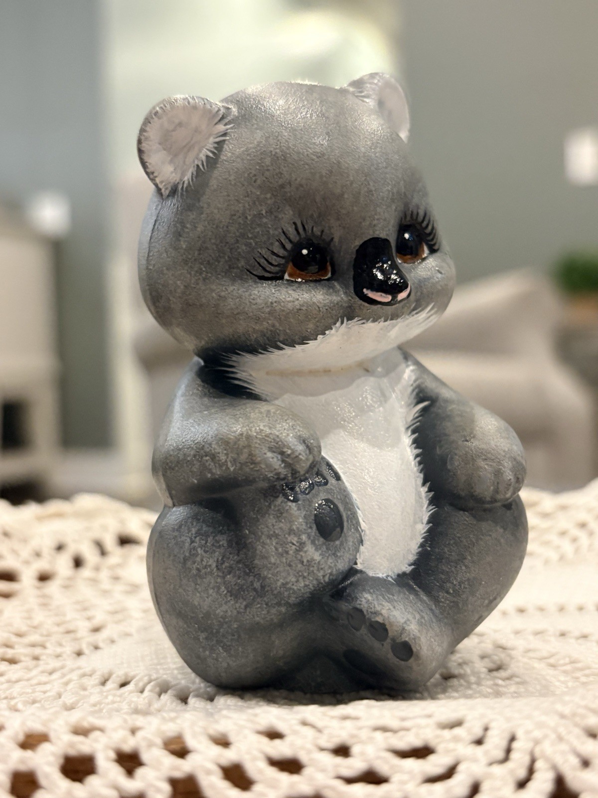 Fenton Koala Bear Rare Hand Painted Lisa Van Es #24 Signed 2020 Artist Verified