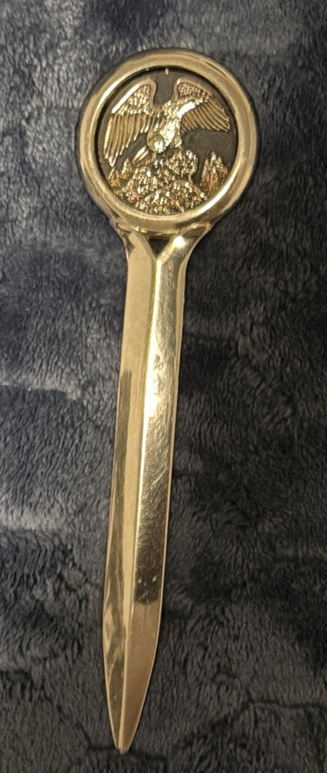 VINTAGE CHRISTOFLE SILVER on BRONZE LETTER OPENER / BOOK MARKER, US EAGLE EMBLEM