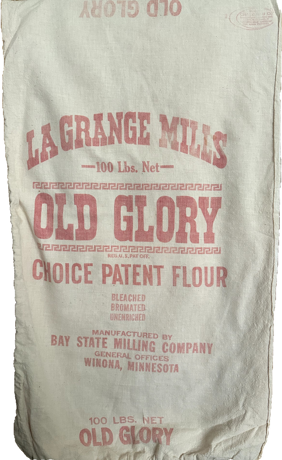 Vintage 100 lb La Grange Mills Old Glory Flour Bag Vintage 100 lb La Grange Mills Old Glory Flour Bag
