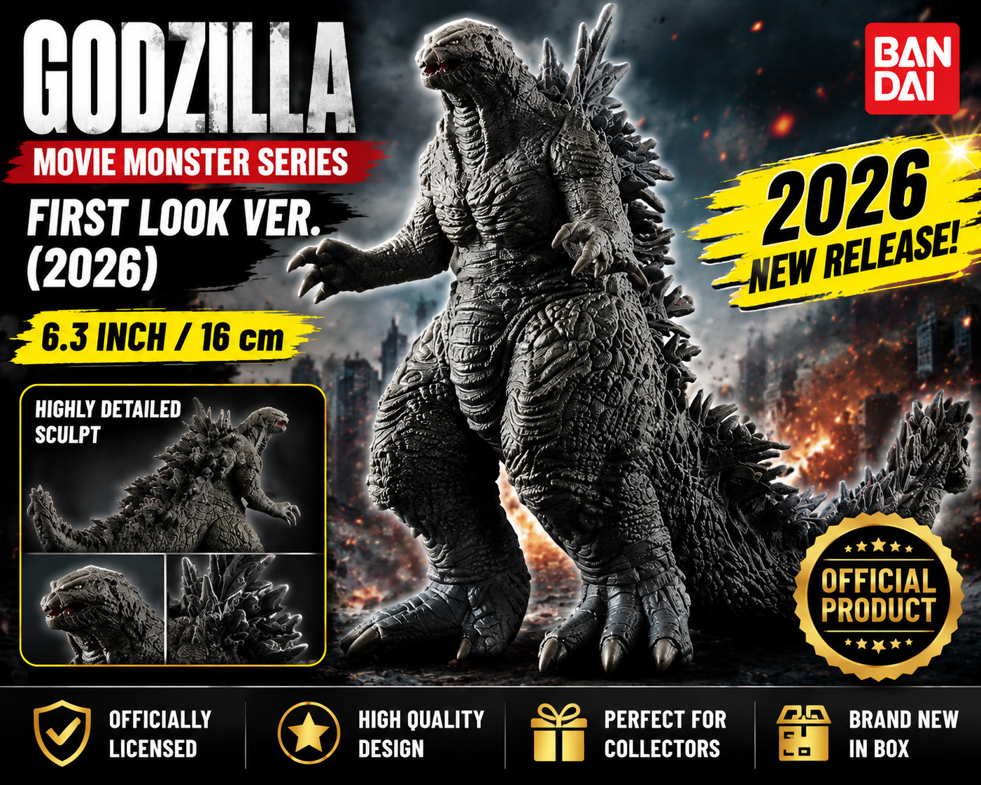 BANDAI Godzilla 2026 First Look Ver Movie Monster Series Figure Japan NEW BANDAI Godzilla 2026 First Look Ver Movie Monster Series Figure Japan NEW
