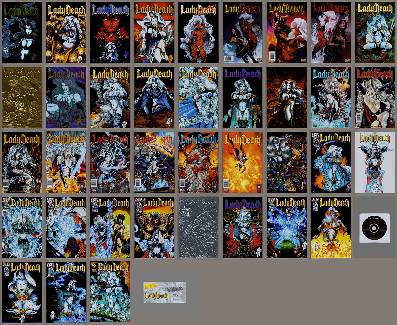 LADY DEATH LOT 38 COMICS SEVEN COMPLETE SETS LADY DEATH LOT 38 COMICS SEVEN COMPLETE SETS
