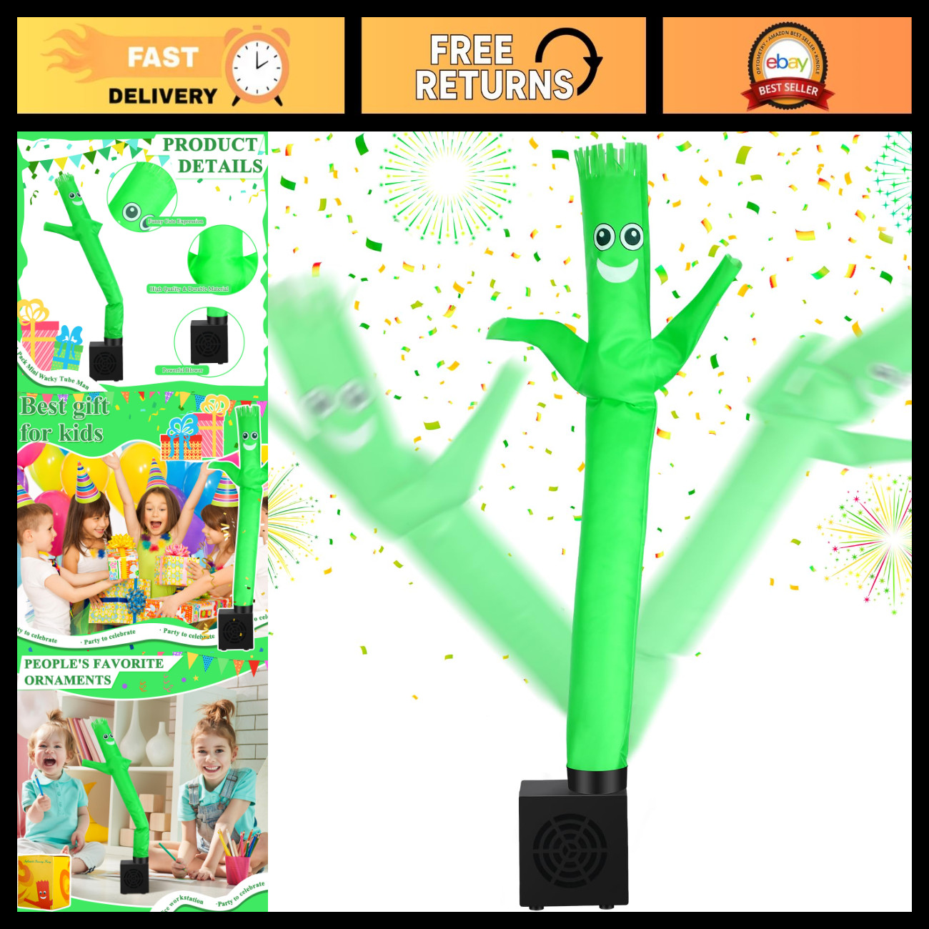 Mini Inflatable Tube Man with Blower - Fun Gag Gift, Smiling Air Dancer