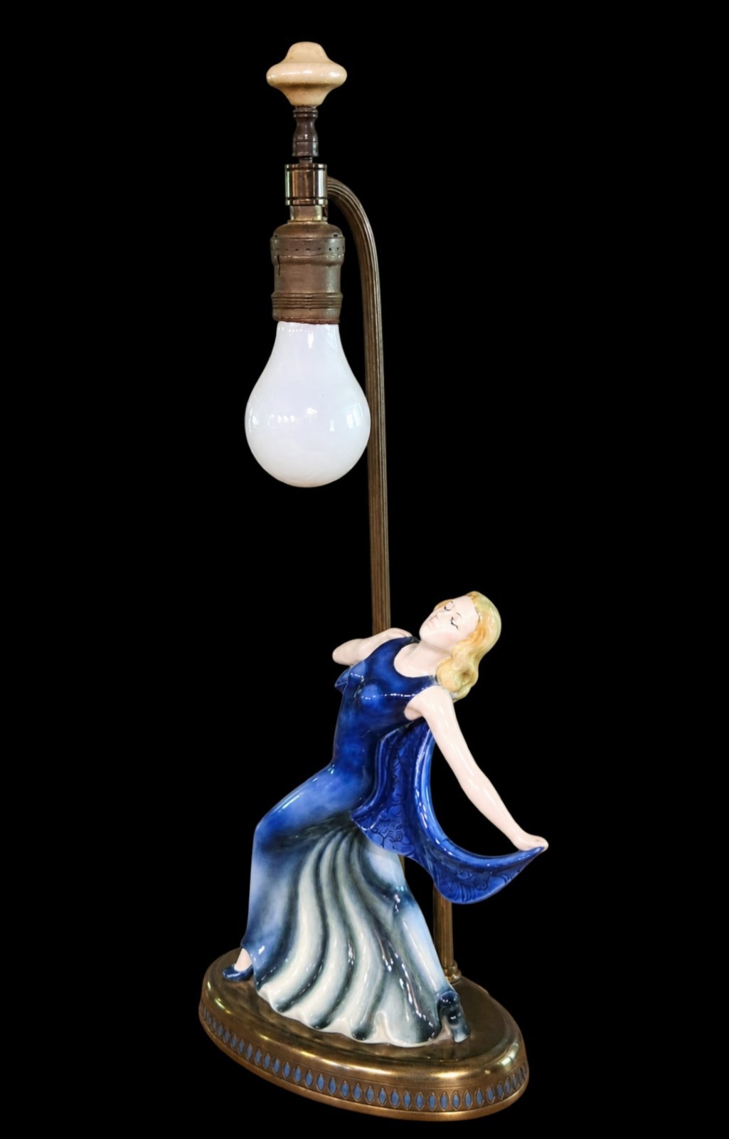 GOLDSCHEIDER In Style of Josef Lorenzl FEMALE DANCING Gown Batwing Sleeves LAMP GOLDSCHEIDER In Style of Josef Lorenzl FEMALE DANCING Gown Batwing Sleeves LAMP