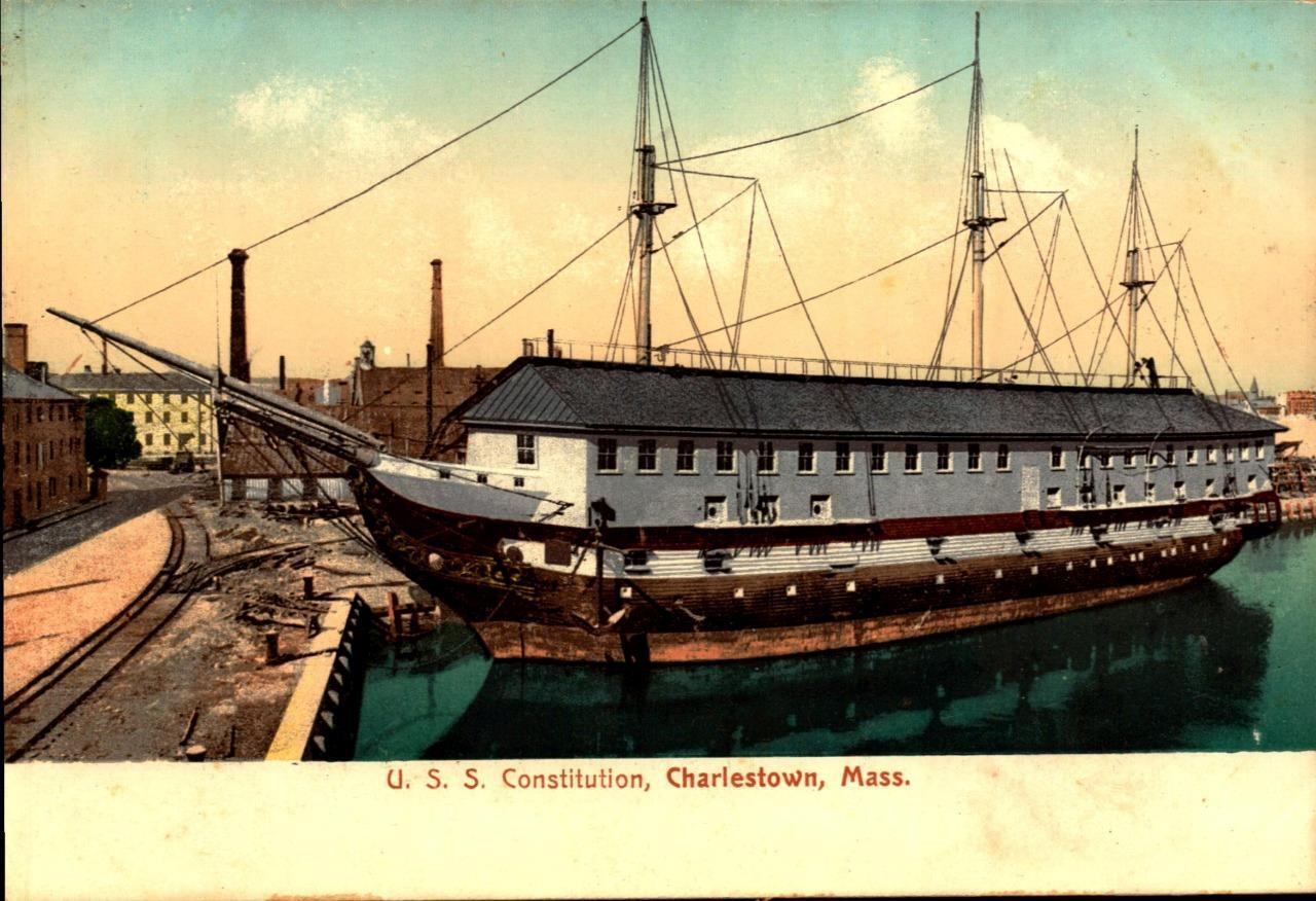 U.S.S. Constitution in Charlestown, Massachusetts PRE1908 UDB POSTCARD BK71
