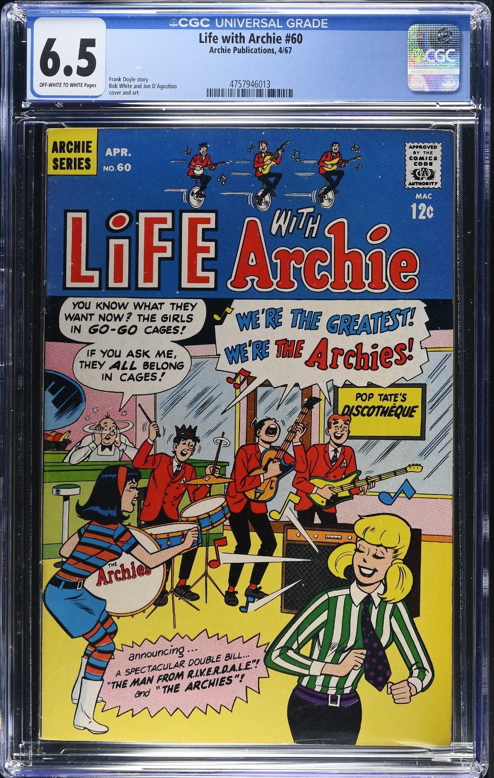 Life with Archie #60 CGC 6.5🎸1st appearance of The Archies🎸Archie Series 1967
