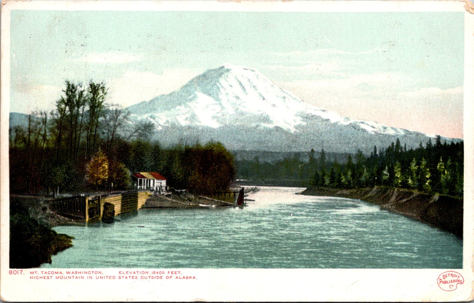 1909 Mt. Tacoma Washington River View Vintage Postcard 4P24-17 1909 Mt. Tacoma Washington River View Vintage Postcard 4P24-17