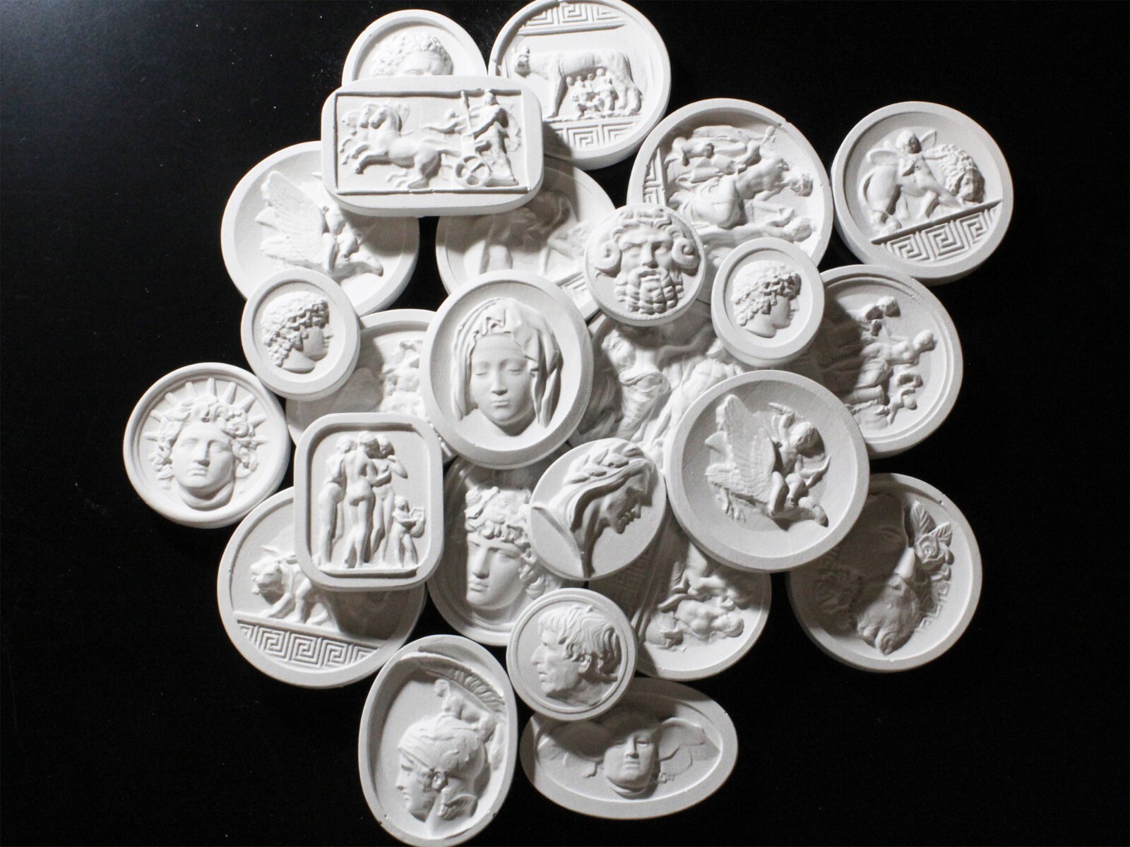 15 Mixed Plaster Cameos Grand Tour Intaglio Classical Wall Art Plaster Medallion