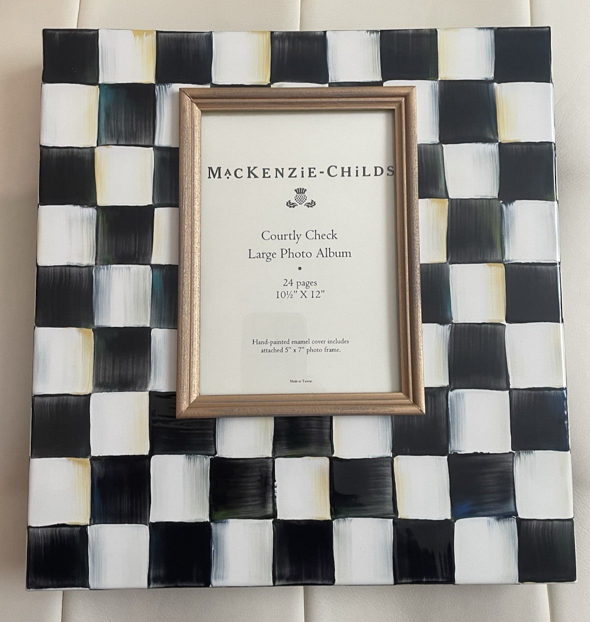 New MacKenzie-Childs Courtly Check Large Photo Album Retired Rare 24 pgs Velvet