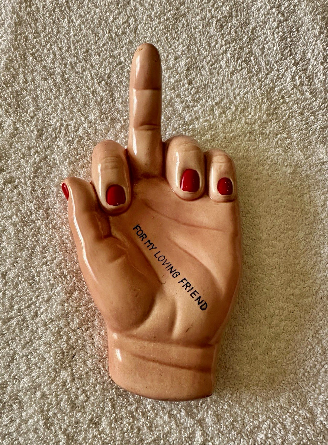 Vintage…Ceramic Hand Figurine Middle Finger Red Nails 
