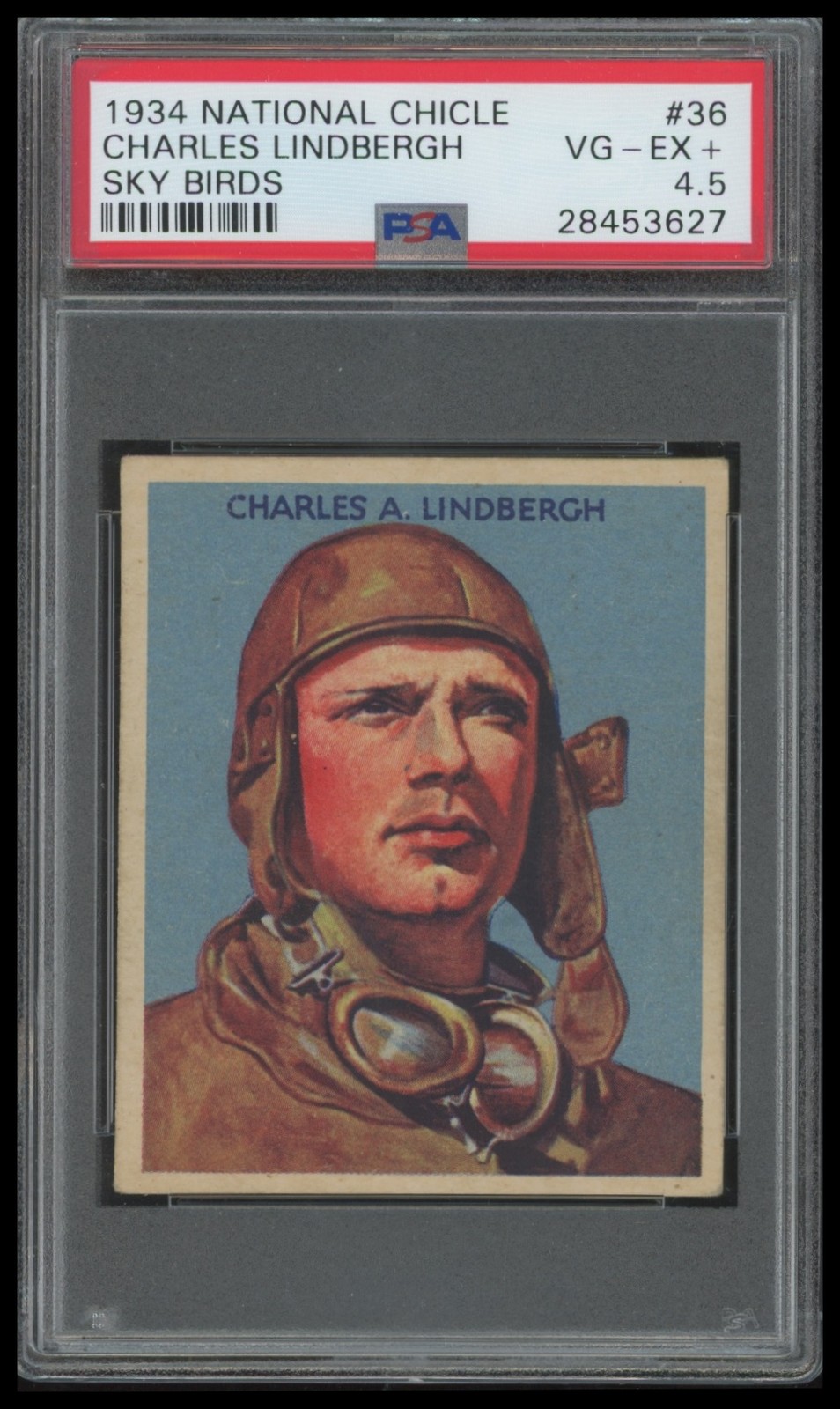 1934 National Chicle Sky Birds #36 Charles Lindbergh PSA 4.5