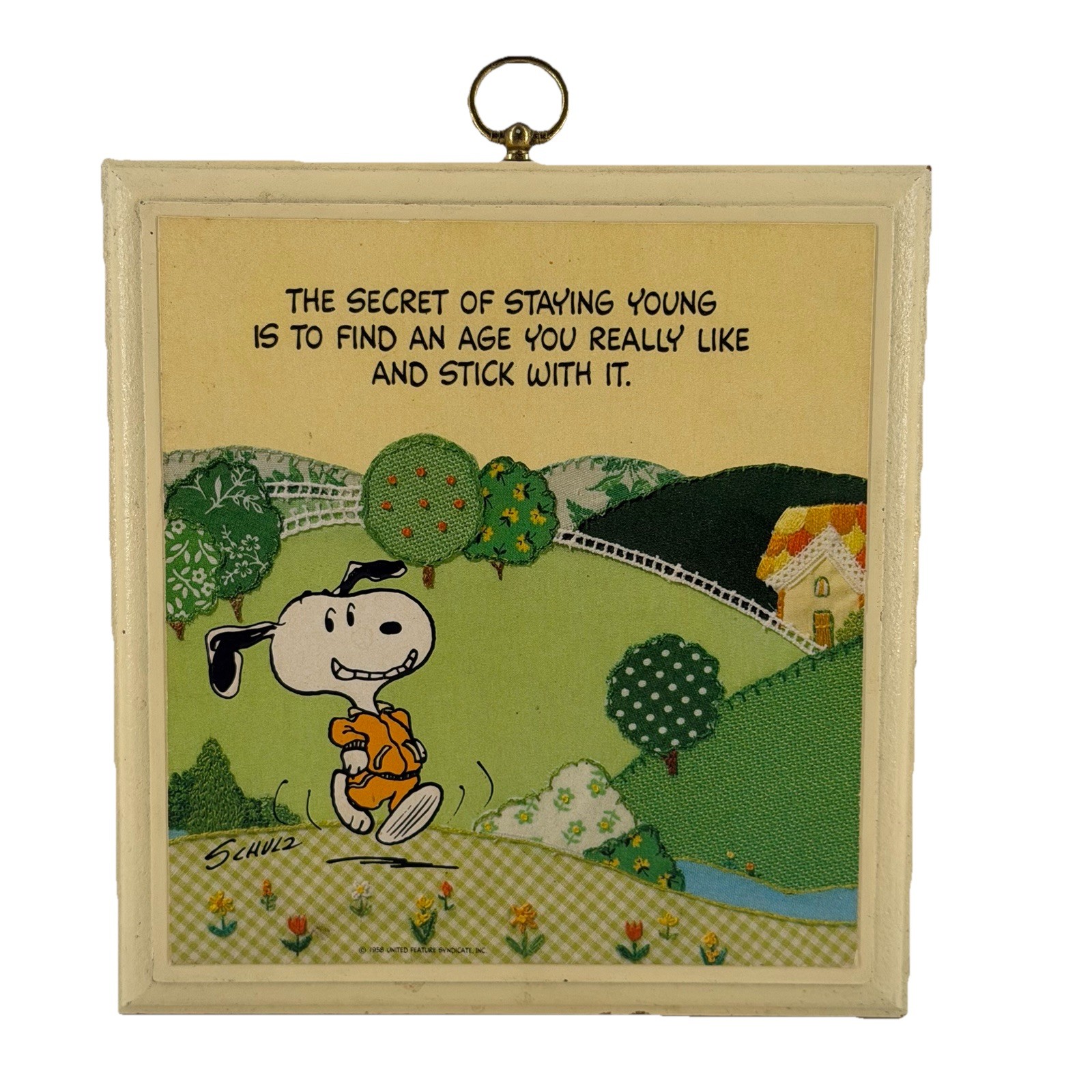 Snoopy Peanuts Secret To Staying Young Vintage 1958 Hallmark Plaque Ships Free