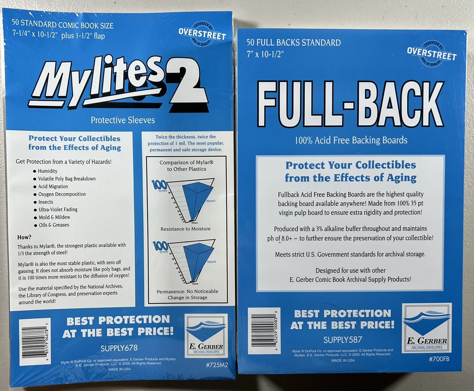 E. Gerber Mylites2 & Full-Back Standard (50pcs) Set 725M2/700FB 35pt White/White