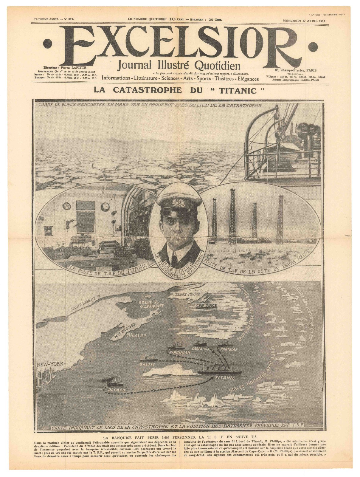 Rare 1912 French Newspaper & Map \