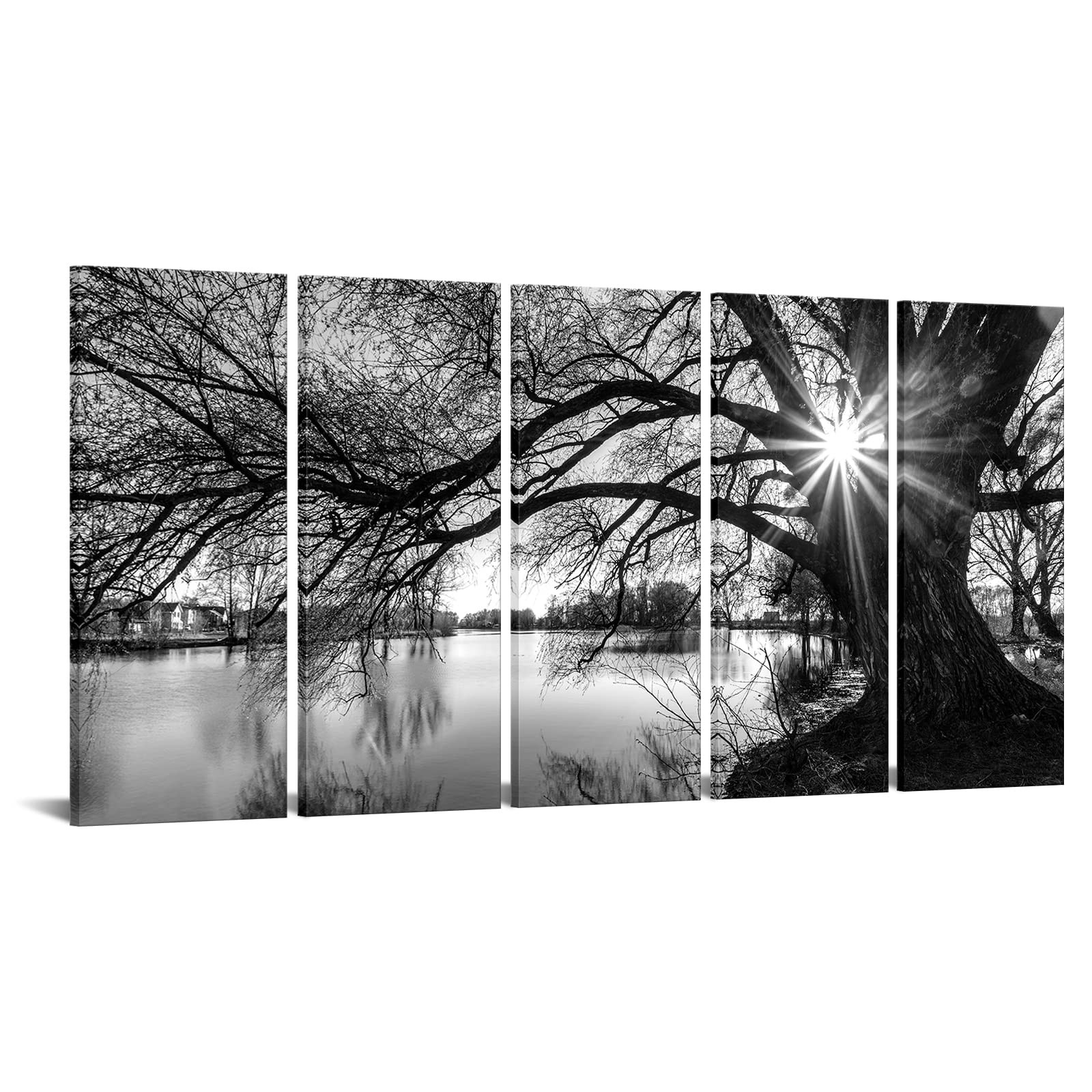 sechars Extra Large Canvas Prints Old Tree by Lake Sunrise Landscape 16