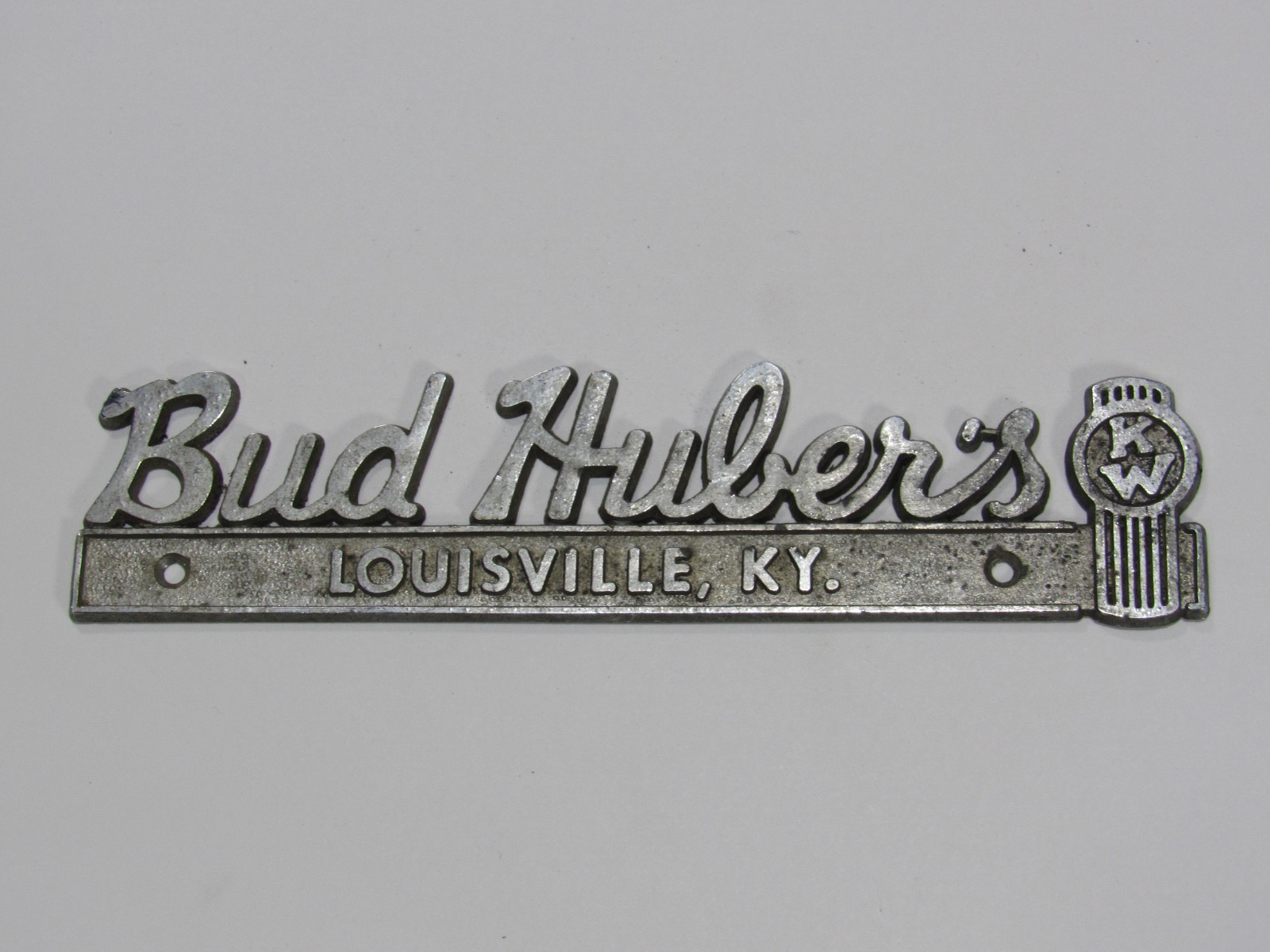 VTG Bud Huber\'s Kenworth Louisville Kentucky Metal Dealership Badge Emblem Tag