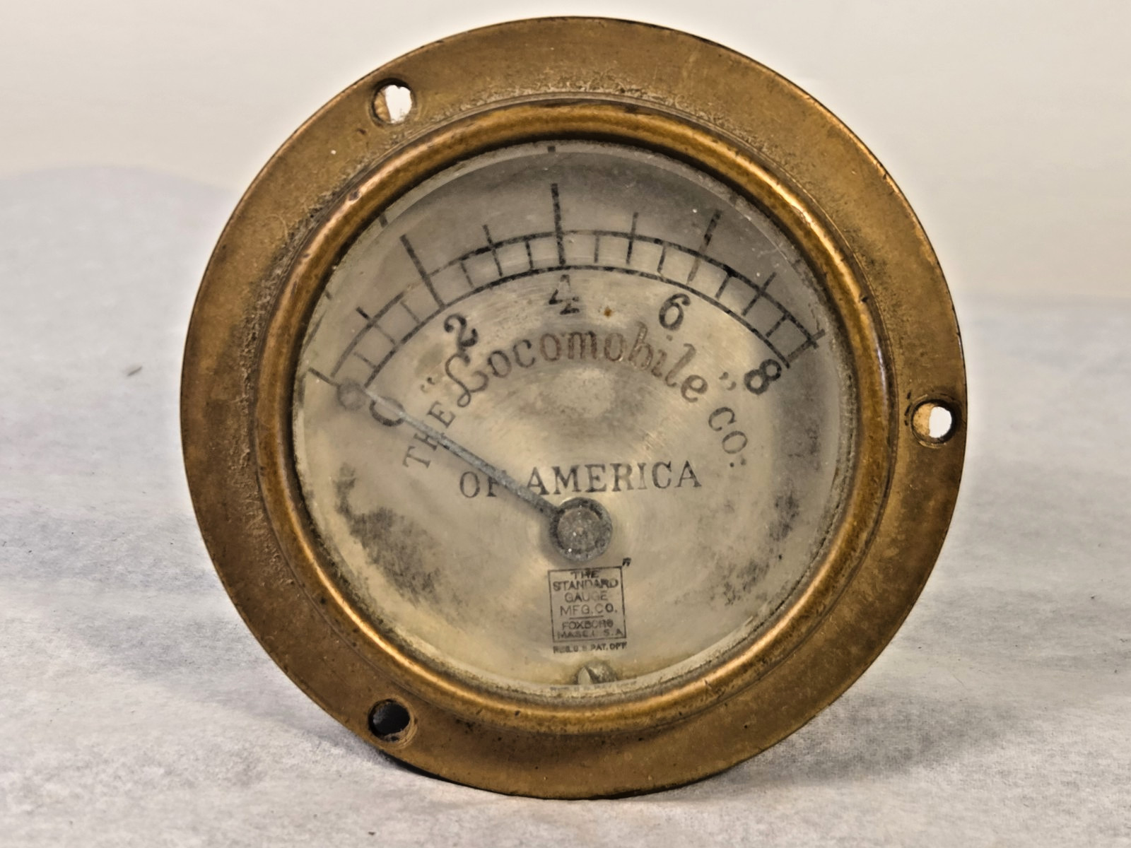 Antique 1900 LOCOMOBILE Co of America Brass Steam Car Pressure Gage Syracuse NY