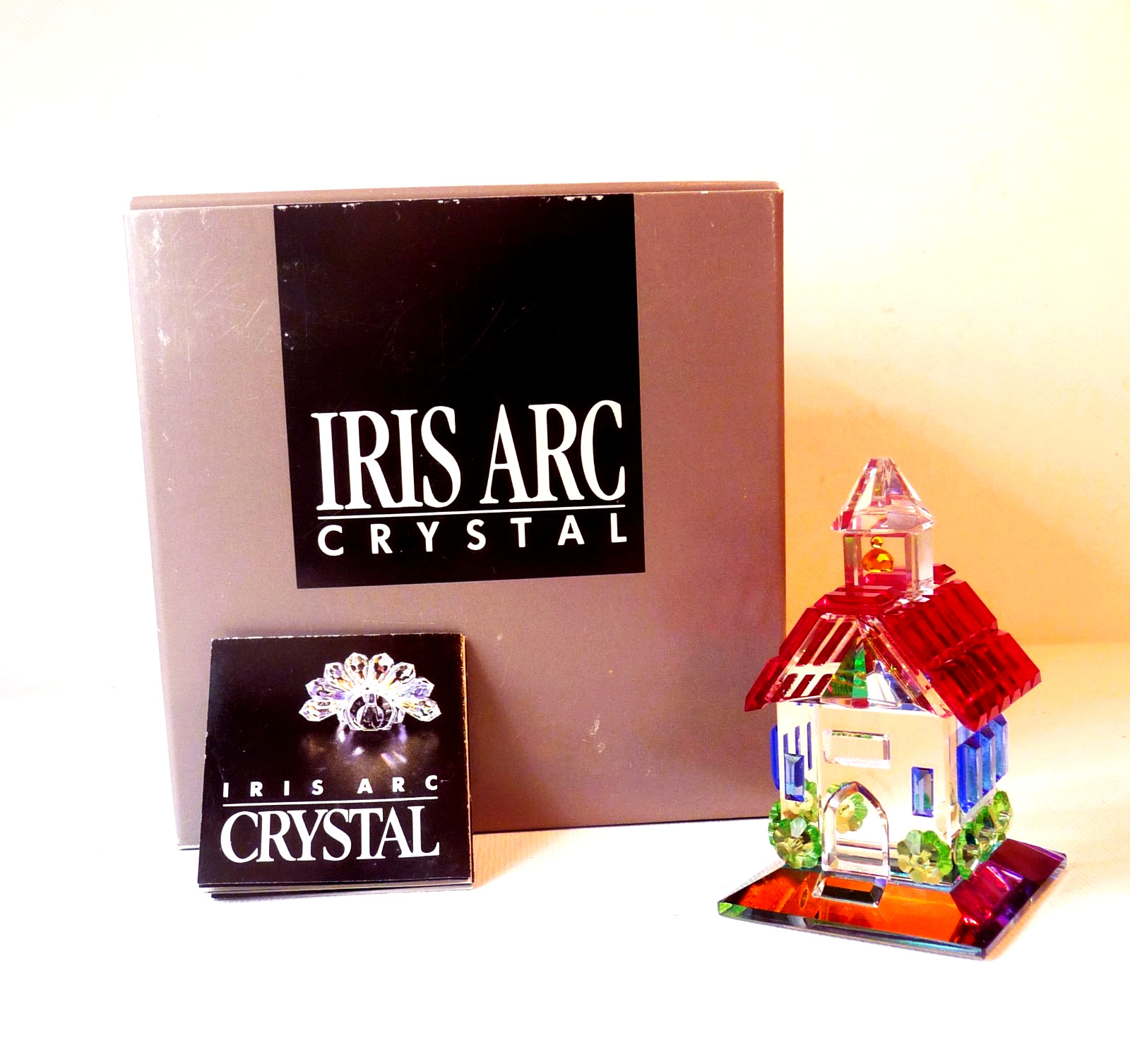 Rare Iris ARC Crystal Red School House Figurine #53-20701  ~ Signed  w/Box