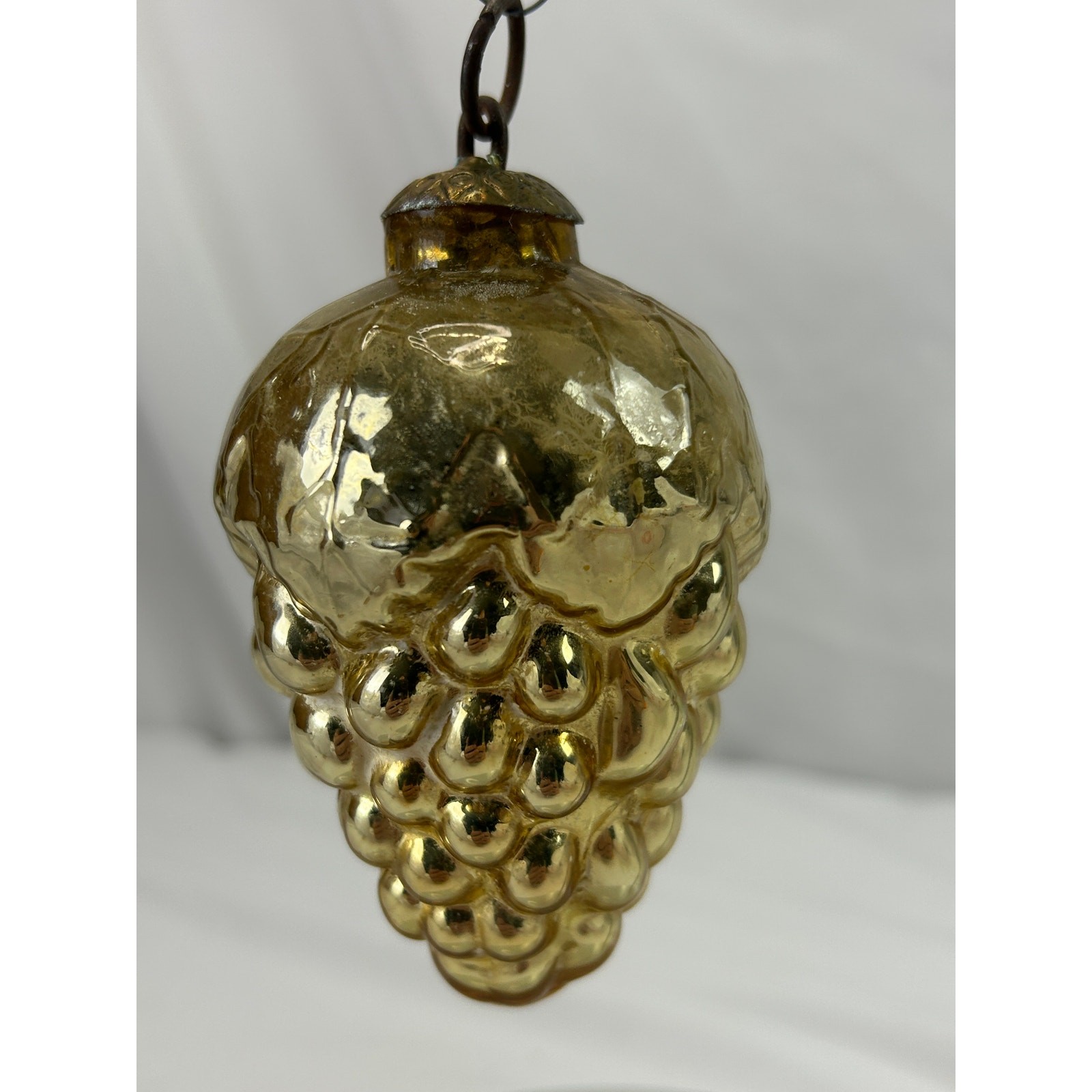 Antique 1800s German Kugel Gold Grape Cluster Glass Christmas Ornament 4\