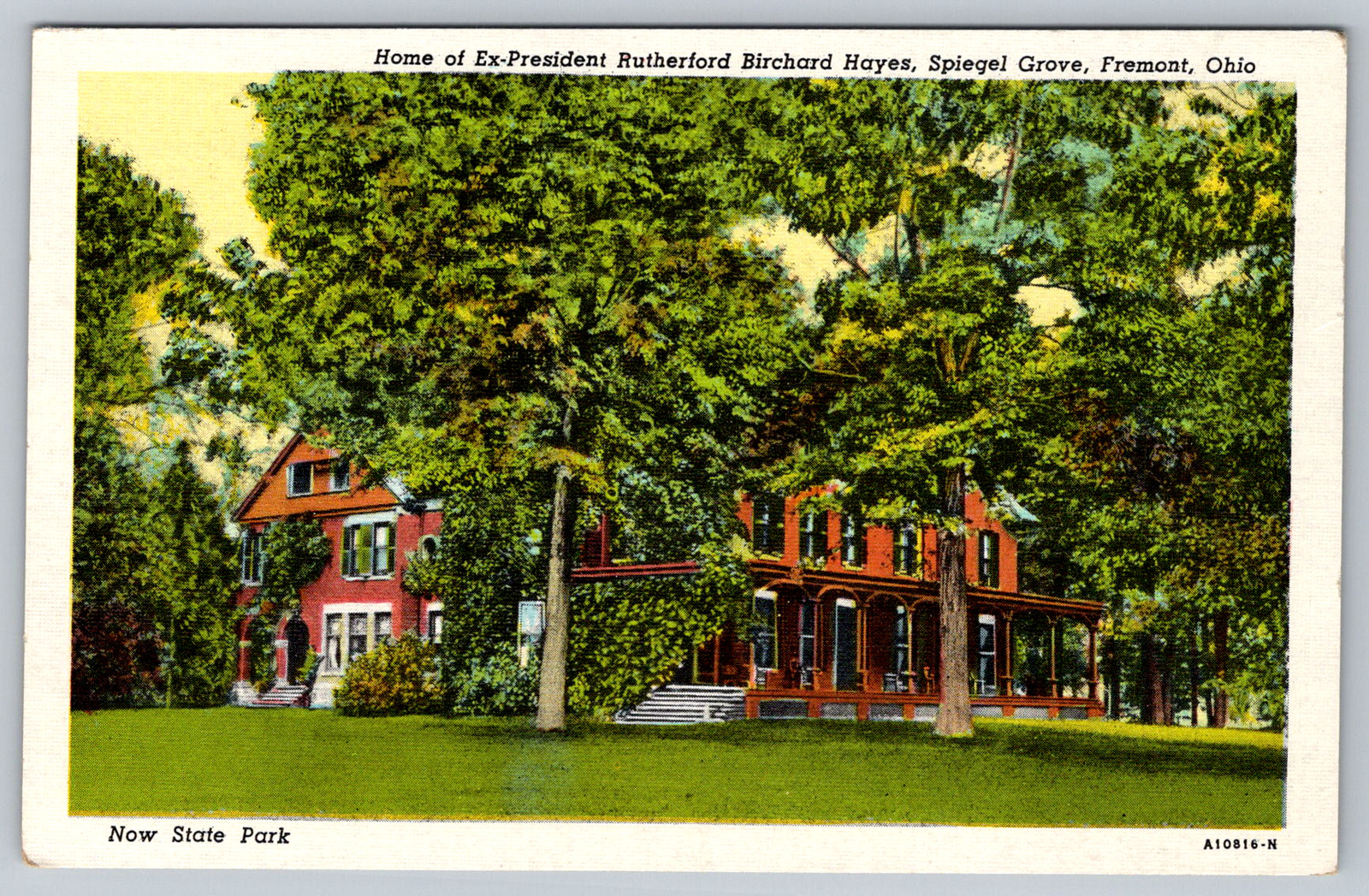 c1940s Fremont OH Spiegel Grove State Park Hayes Home Postcard