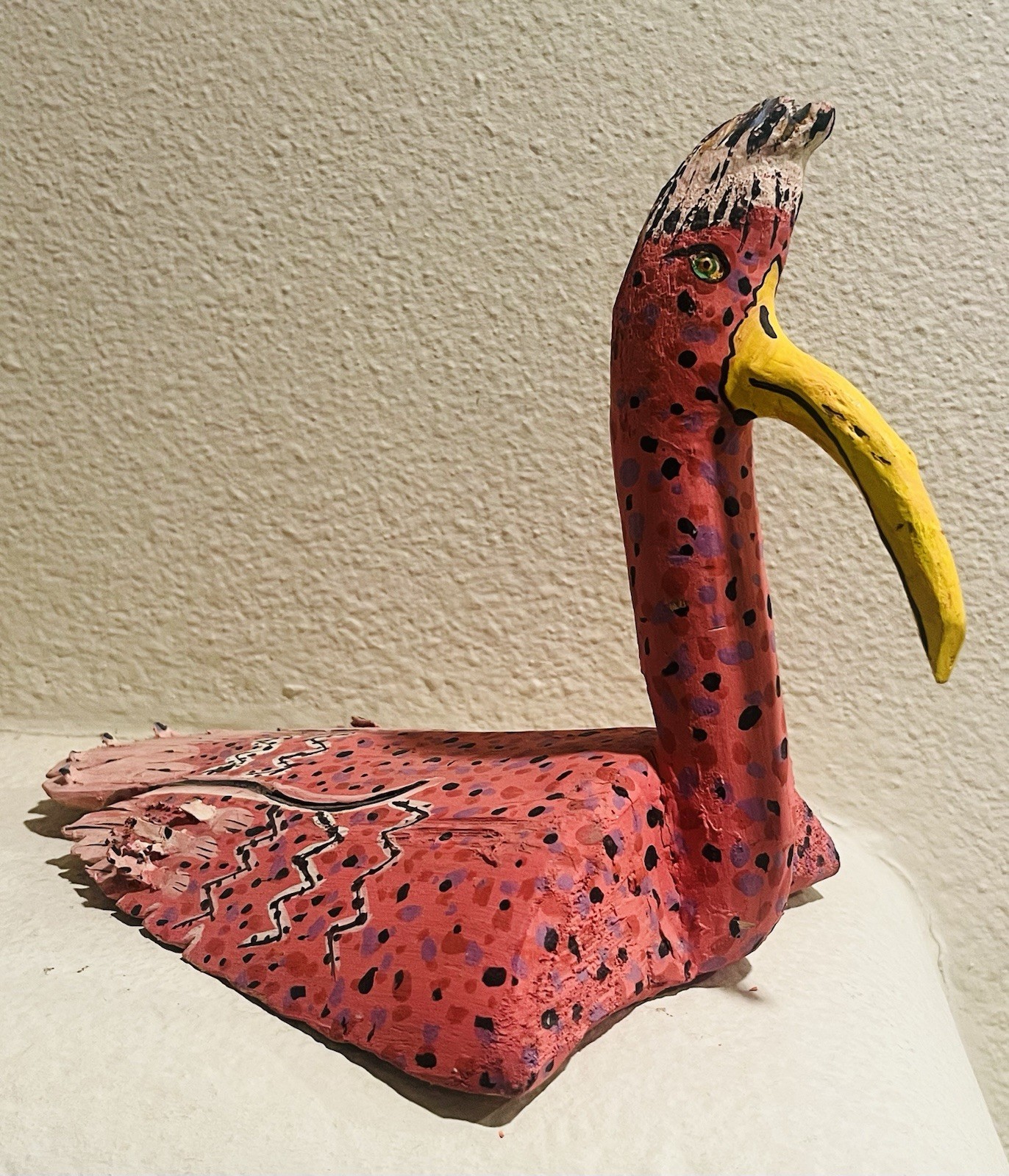 Vintage Mike Rodriguez Wood Carving Signed 1988 New Mexico Folk Art Ibis Bird