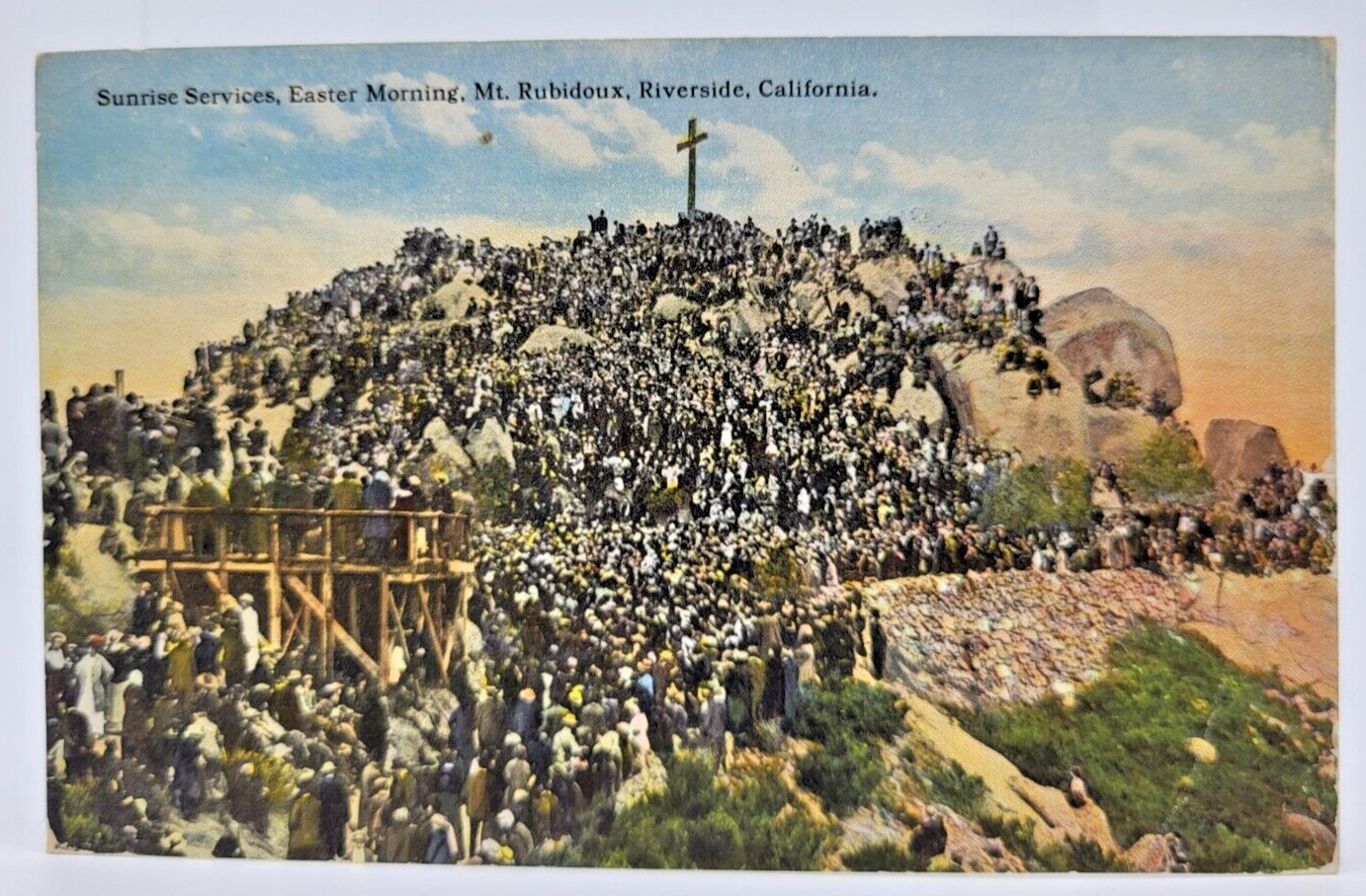 Vintage Postcard Sunrise Service Easter, Mt Rubidoux, Riverside, Calif 1917 Vintage Postcard Sunrise Service Easter, Mt Rubidoux, Riverside, Calif 1917
