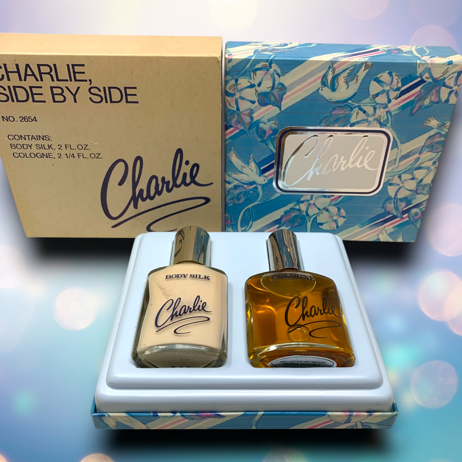 NEW Vintage Charlie Side By Side Cologne & Body Silk Gift Set Boxed #2654 NOS NEW Vintage Charlie Side By Side Cologne & Body Silk Gift Set Boxed #2654 NOS