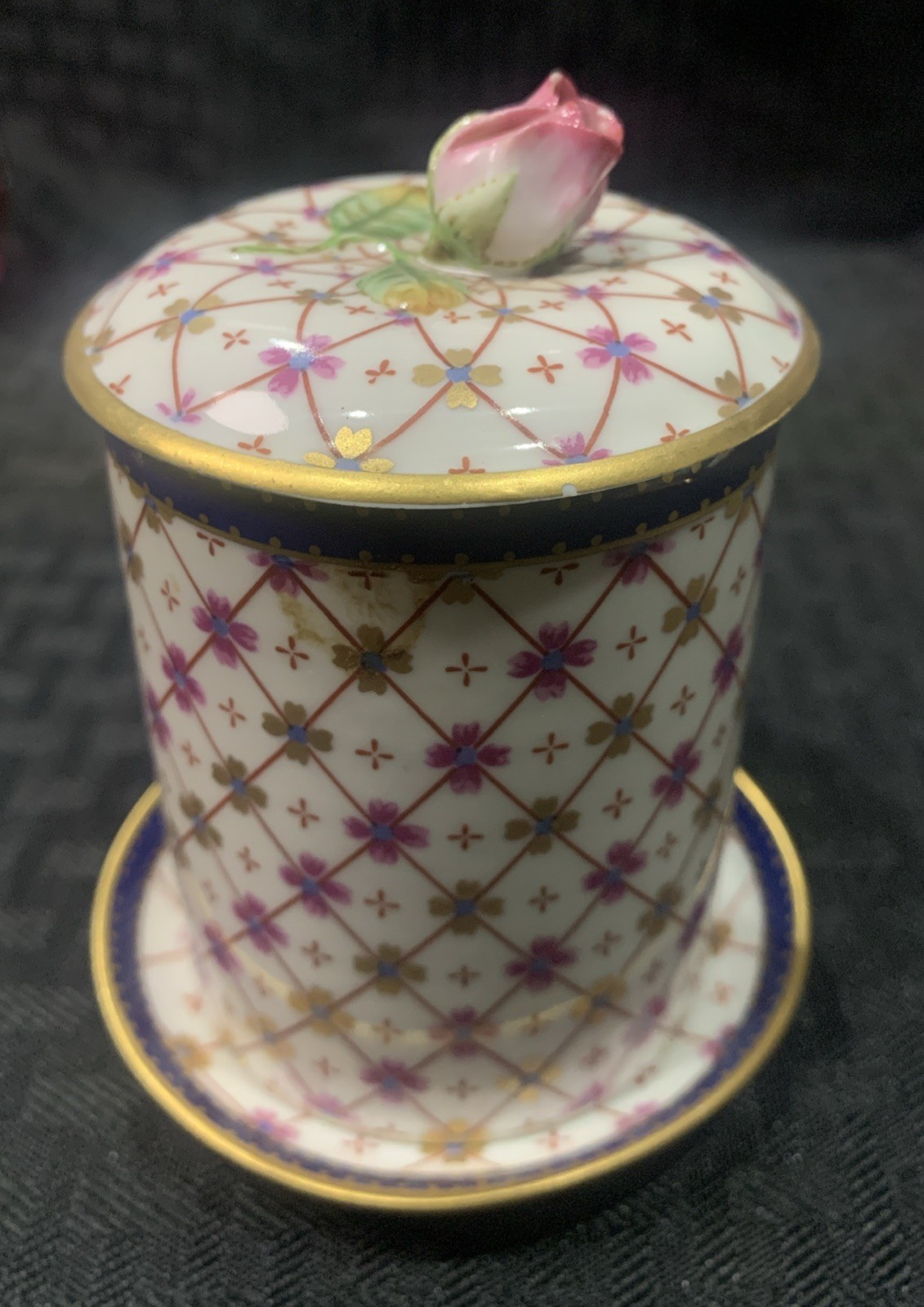 RARE VTG Richard Ginori Imperomesh Portofino Trinket Jar Box With Lid And Plate RARE VTG Richard Ginori Imperomesh Portofino Trinket Jar Box With Lid And Plate