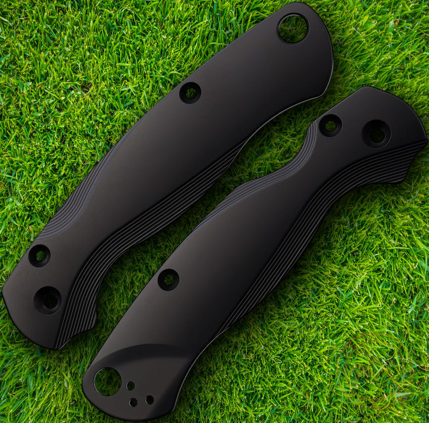 Flytanium Black DLC Coated Titanium Handles For Spyerco Paramilitary 2 Knife