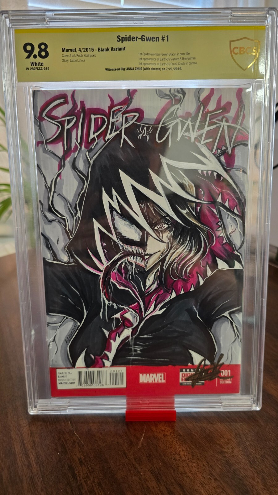 Spider-Gwen #1 Blank SIGNED SKETCH CBCS 9.8 ART  Venom GWEN Anna Zhuo Sketch