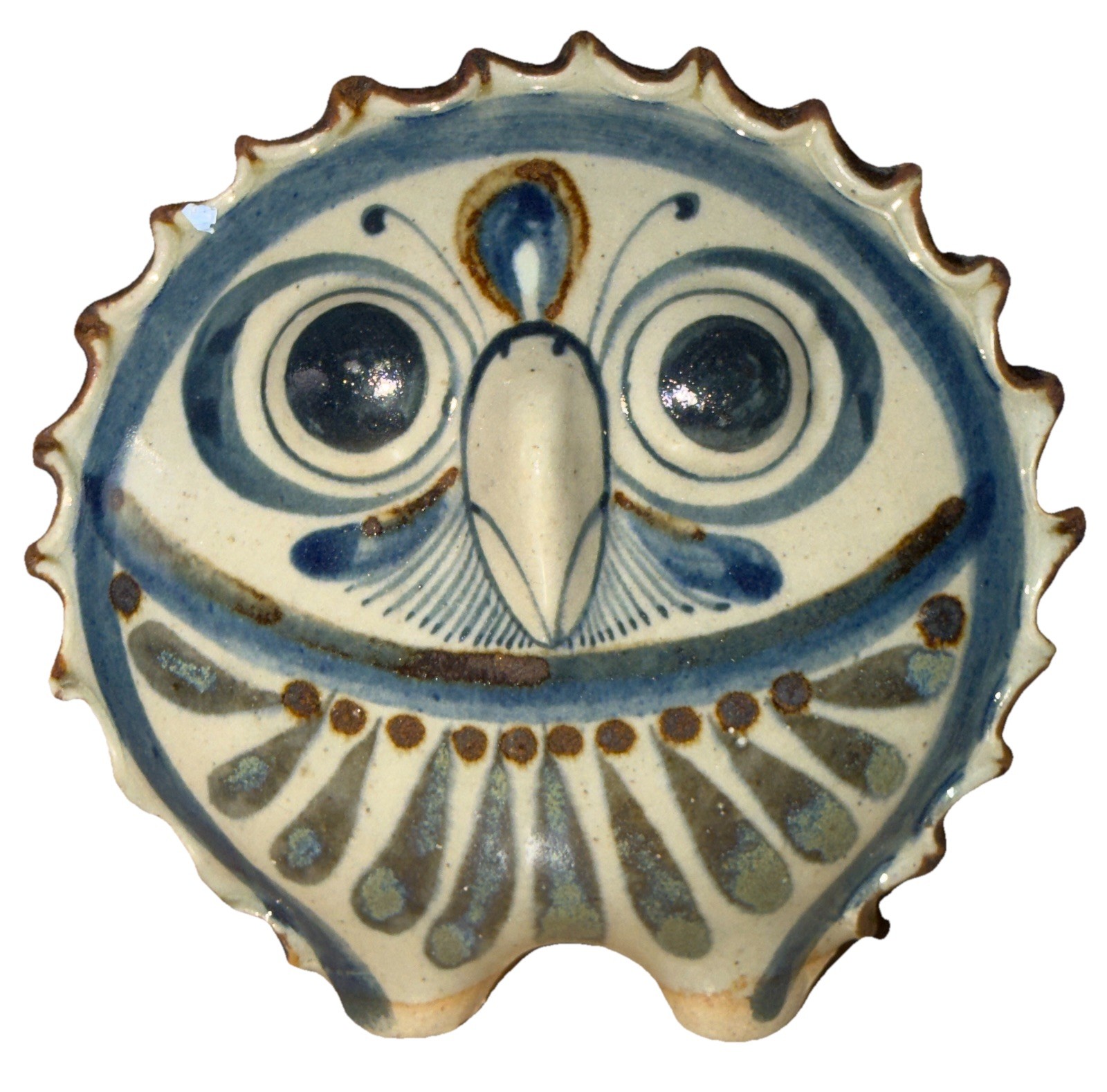 Vintage Jorge Wilmot 5” Tonala Owl Bird Figurine Mexican Folk Art Pottery Signed