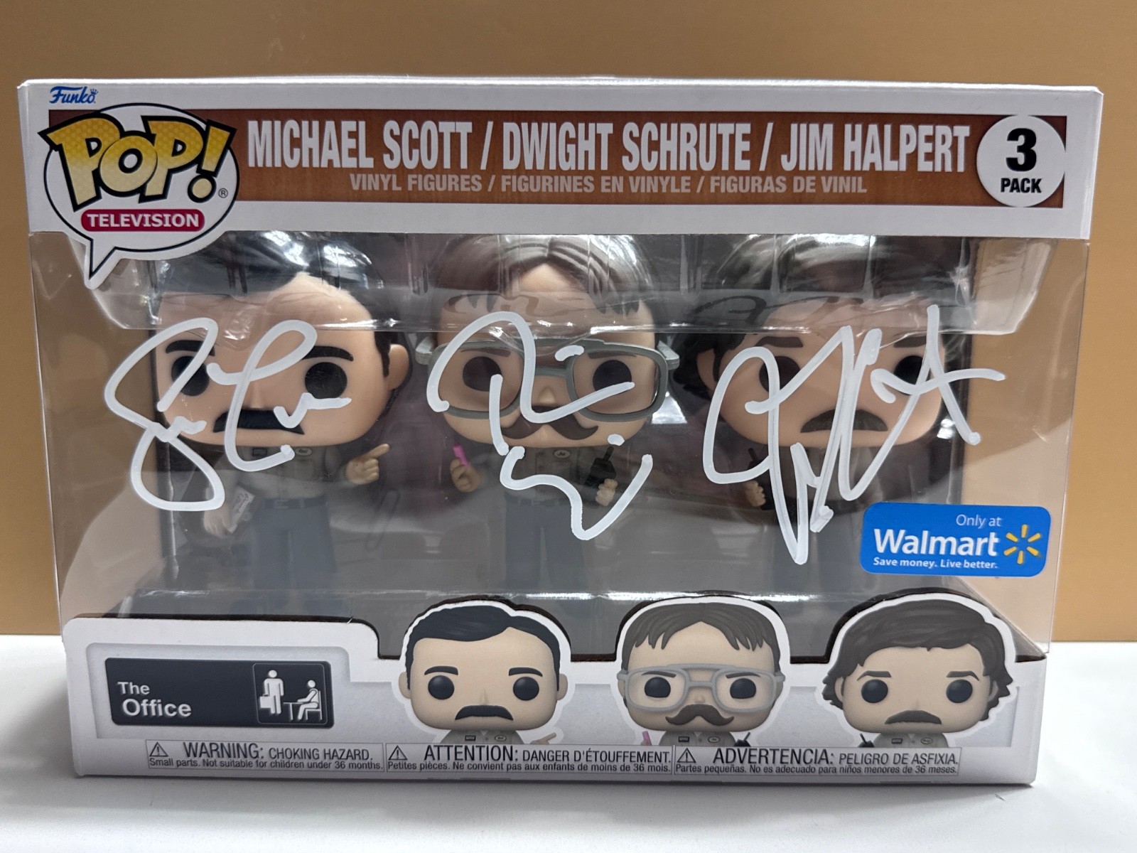 SIGNED Funko Pop THE OFFICE - Michael, Dwight, & Jim #3PK COA AUTHENTICATED