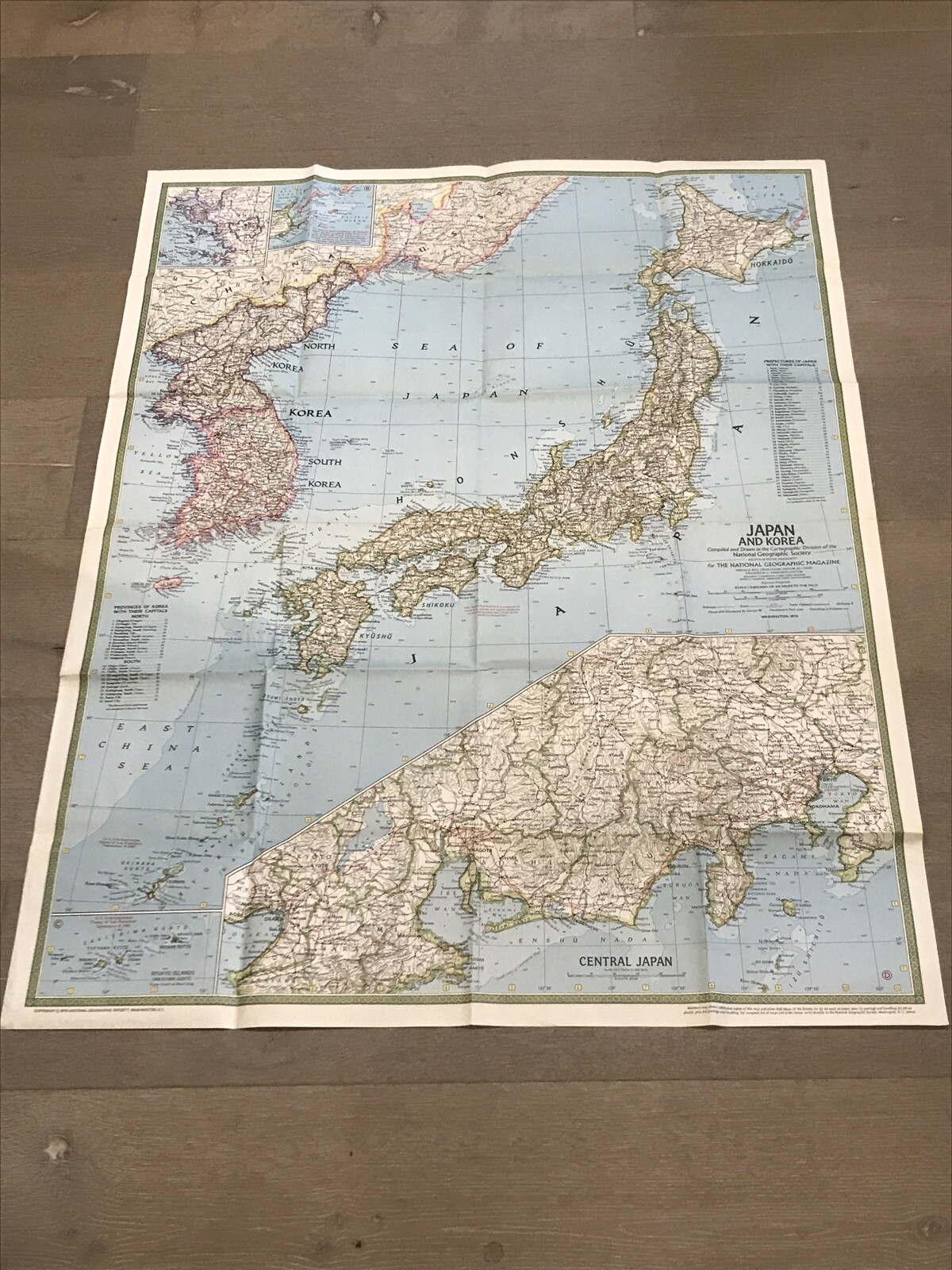 VTG Original 1970 National Geographic Map of Japan & Korea 1:3.8MM Scale 32”X42”