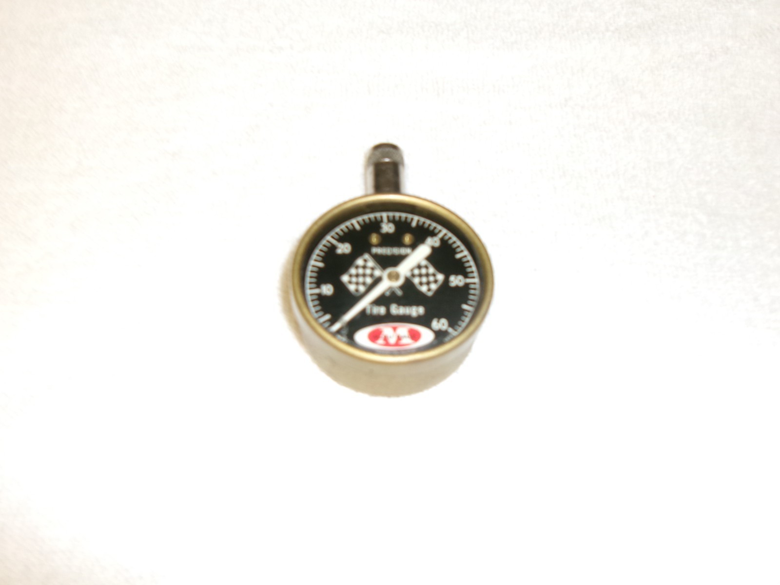 Vintage Meiser M Accu-Gage Precision 60 psi Tire Gauge Checkered Flag USA