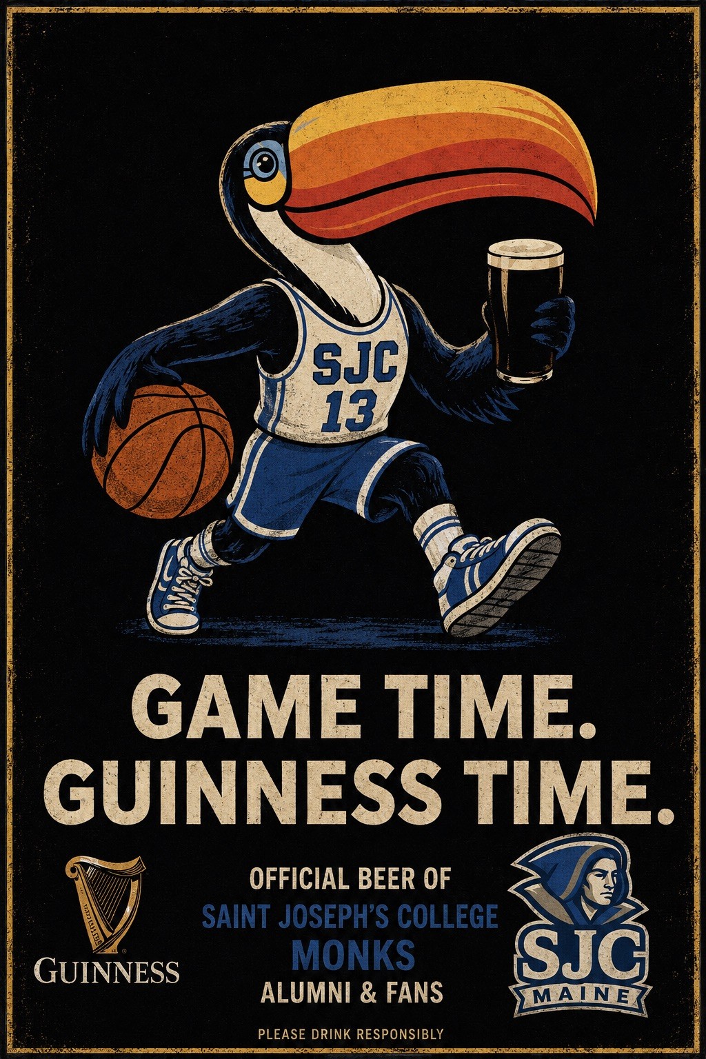 Guinness Poster Game Time Saint Josephs 12x8in Metal Sign College University