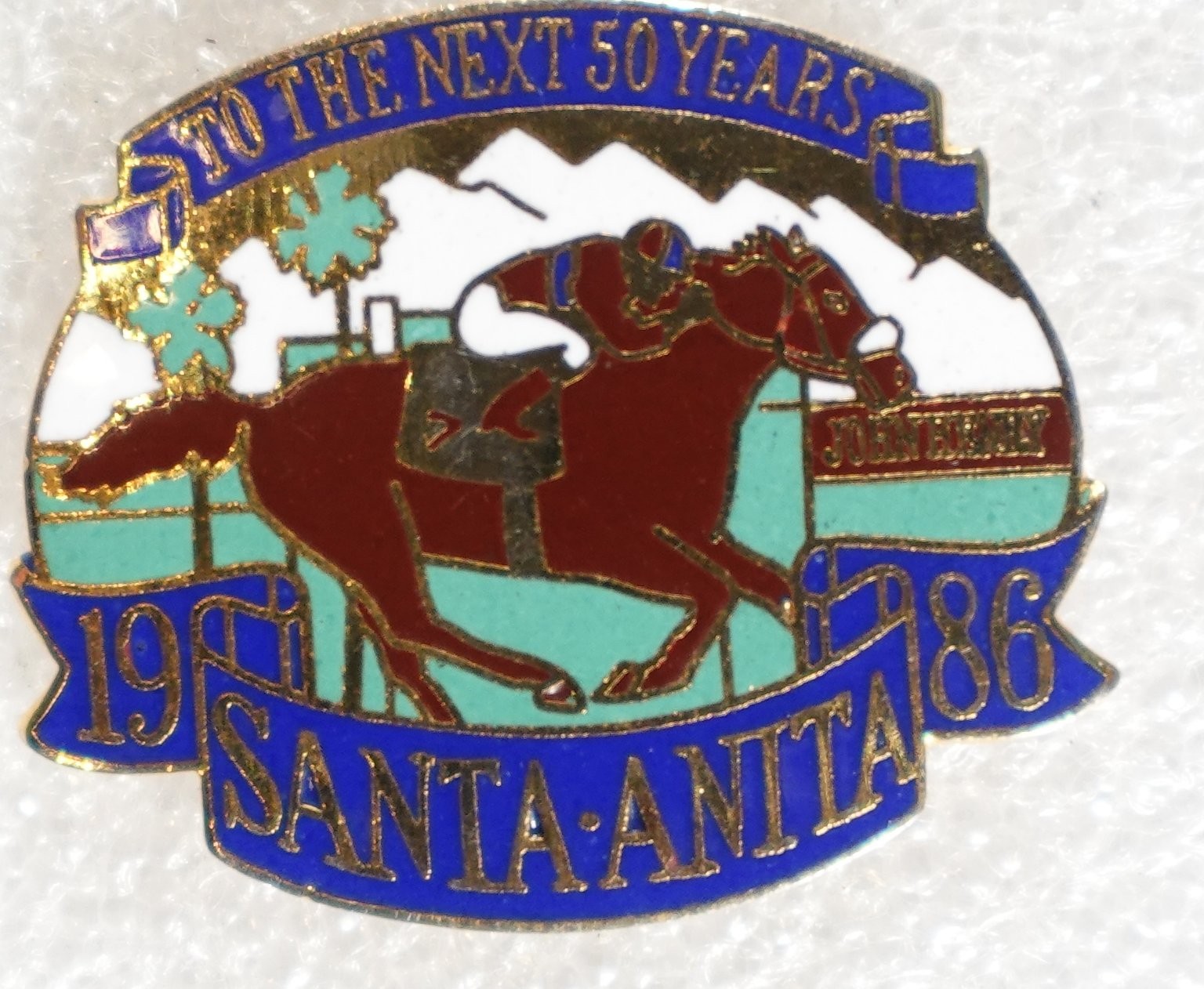 Santa Anita Horse Racing Pinback Button 50th Anniversary 1986 Santa Anita Horse Racing Pinback Button 50th Anniversary 1986