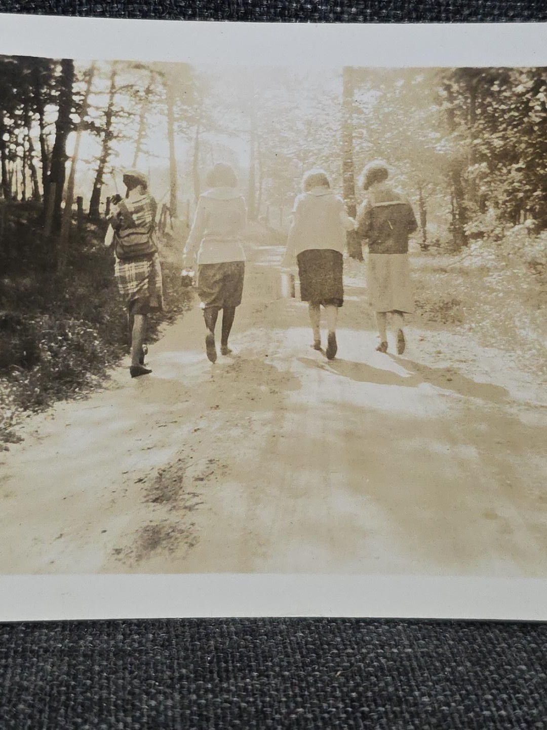 Vintage 1920s 1930s Photo Four Women Walking Country Road Flapper Era Snapshot