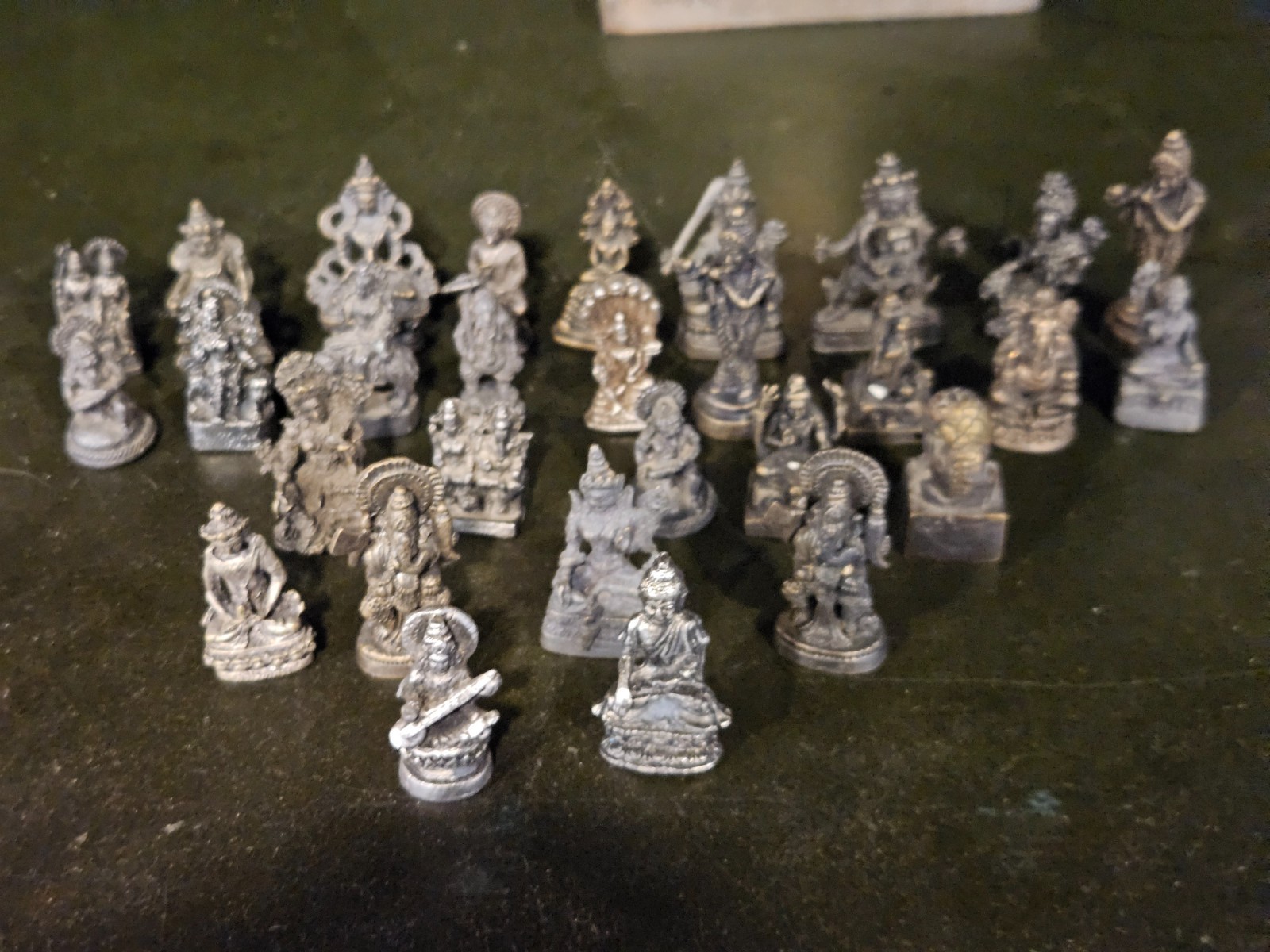27 Vintage Miniature Hindu Buddhist Deity Figurines India Asia 1960s–70s Lot