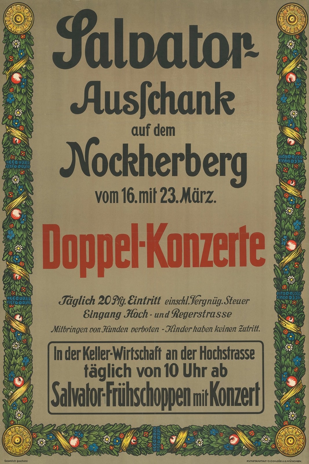 🍺 Salvator Doppel-Konzerte Poster - 1920s Vintage Ad - 24x36” - Premium 💎 Art 🍺 Salvator Doppel-Konzerte Poster - 1920s Vintage Ad - 24x36” - Premium 💎 Art