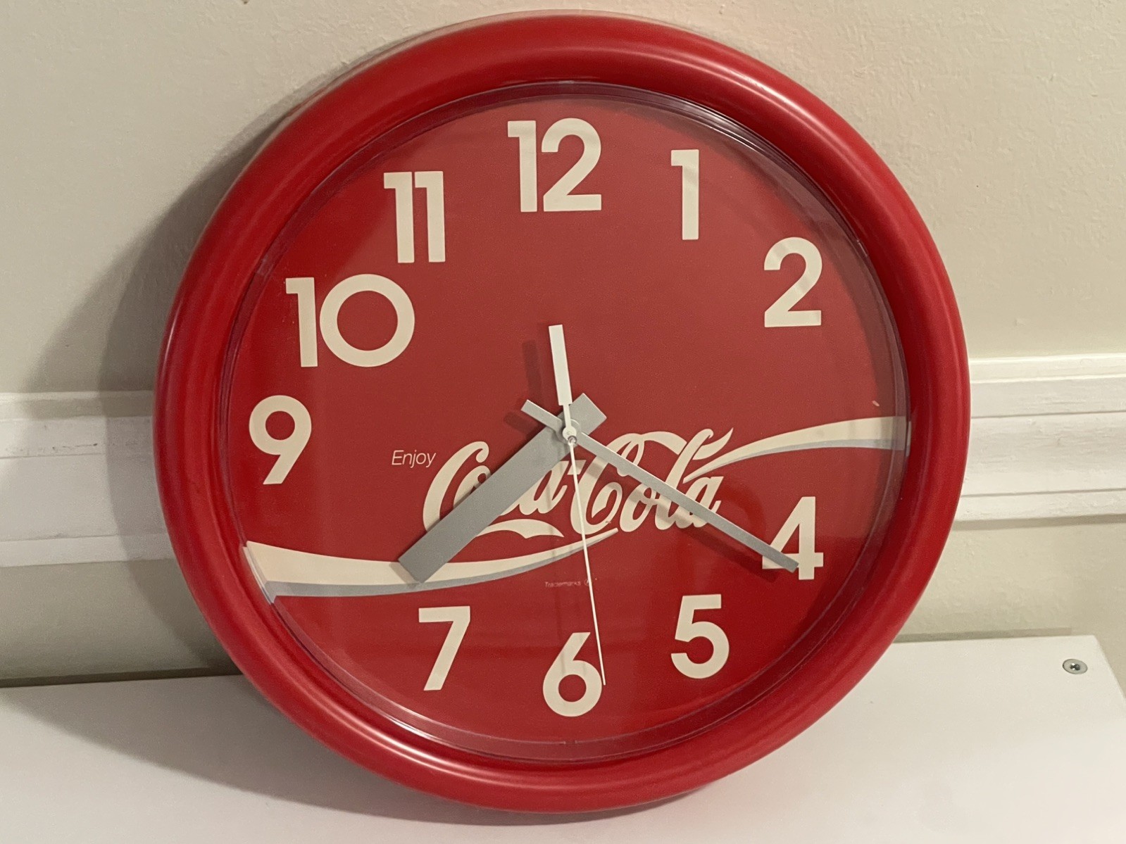 VTG ENJOY COCA COLA TAKANE QUARTZ 14” PLASTIC CLOCK WORKS VTG ENJOY COCA COLA TAKANE QUARTZ 14” PLASTIC CLOCK WORKS