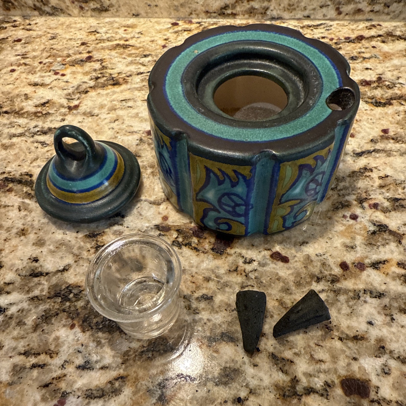 Lot 5 Antique Gouda Pottery Inkwell Art Deco 1926 Zuid-Holland Blue Olaga