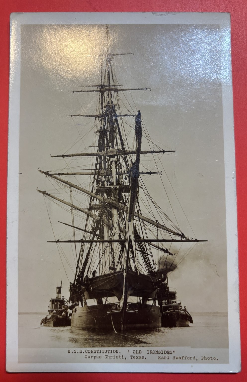 Rppc U.s.s. Constitution Old Ironsides Corpus Christi TX 1932 Postmarked Karl Rppc U.s.s. Constitution Old Ironsides Corpus Christi TX 1932 Postmarked Karl