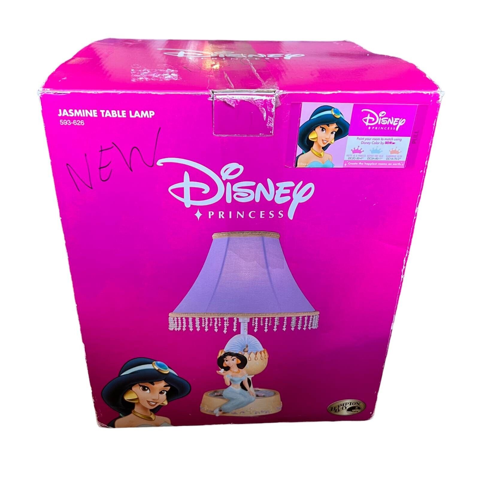 Disney Aladdin Princess Jasmine Table Lamp Purple Hampton Bay 2004 New